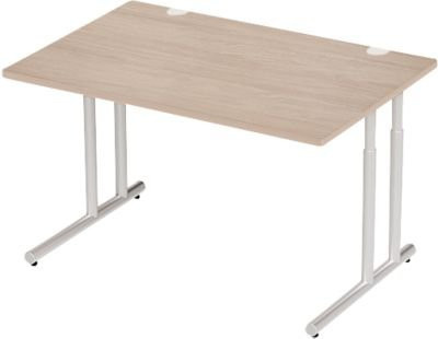 Schäfer Shop Select Schreibtisch COMBITEC mit C-Fuß und Kabeldurchlass, Eiche-Dekor/weißaluminium, B: 120 cm, T: 80 cm, H: 67,7-81,7 cm - Bild 1