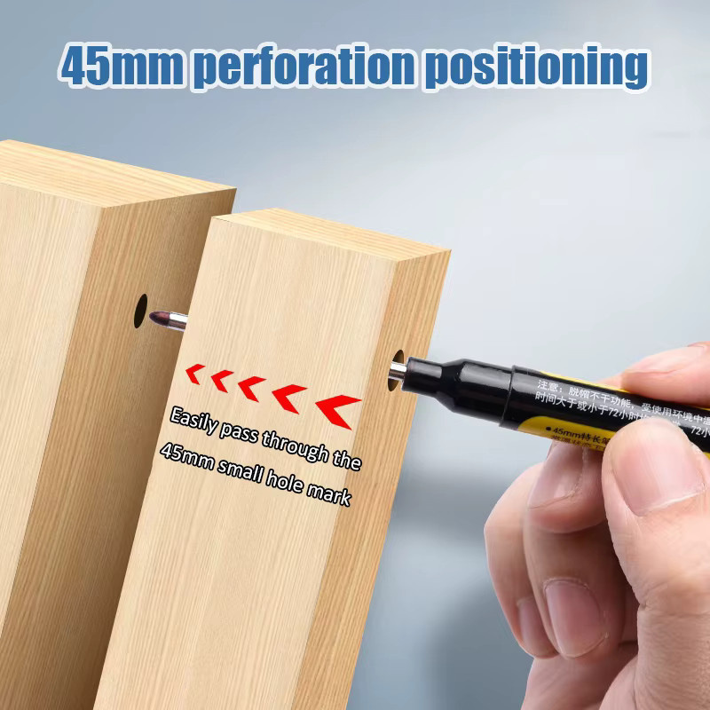 MROOFUL Markierungsstifte Set mit 45 mm Spitze, 12 Stück in Schwarz, Blau und Rot, zum Markieren von tiefen Löchern bei der Holzbearbeitung und beim Bohren von Fliesen - Bild 2
