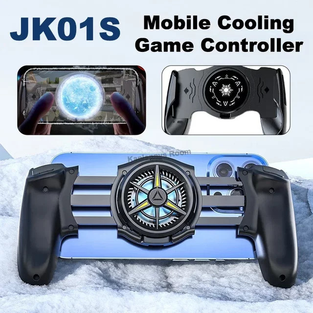 JK01S 2-in-1 Halbleiter-Handy-Kühler und Gamepad-Controller mit Teleskop-Joystick für iOS und Android, Schwarz - Bild 1