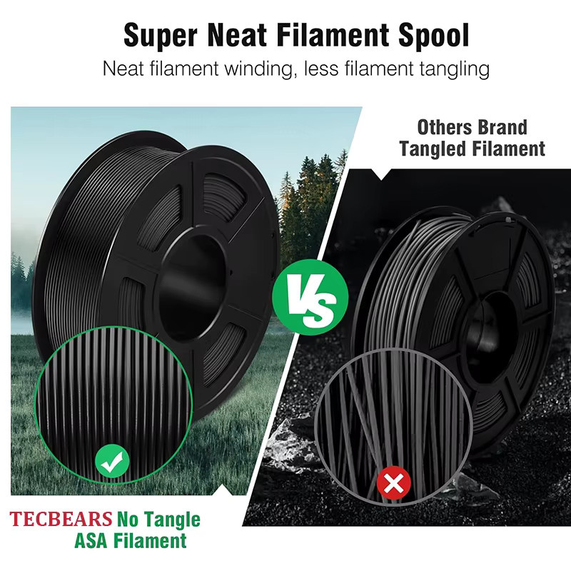 TECBEARS ASA Filament 1,75mm Schwarz, 5kg (5 Rollen), UV-beständig und wetterfest für FDM 3D-Drucker - Bild 2