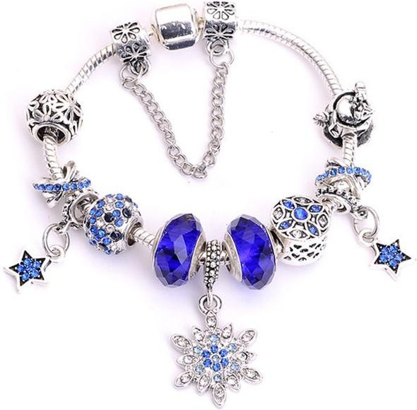 Allbestart Charm-Armband, versilberte Schlangenkette, Kristalle, 20cm, Damen - Bild 1