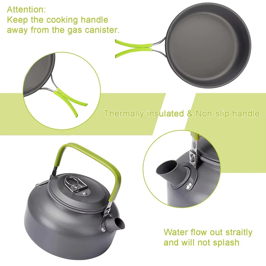LISM Outdoor-Camping-Kochset aus Aluminium mit Kochtöpfen, Schüsseln und Wasserkocher für Wanderungen und Picknicks - Bild 4