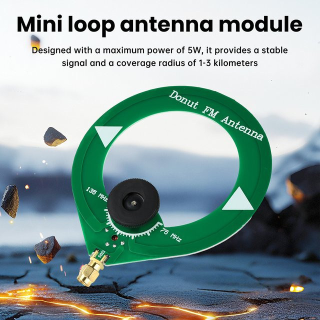 Diymore Sweet Donut Mini-Loop-Antennenmodul FM-Antenne 75 MHz-135 MHz 5 W mit SMA-Stecker, Farbe: Grün - Bild 1