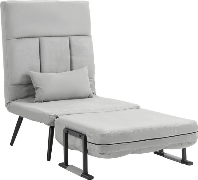 HOMCOM Schlafsessel 1-Sitzer als Schlafsofa mit 5-fach verstellbarer Rückenlehne, Armlehnen und Kissen in Grau mit Samt-Effekt - Bild 1