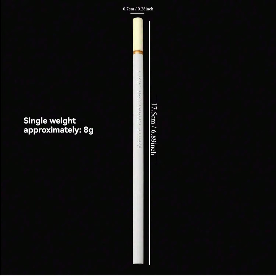 3-teiliges weißes Kohlestift-Set aus Holz mit professionellen 2B Skizzenstiften für Anfänger und Profis - Bild 2