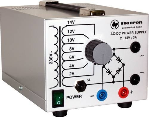 Statron 5359.0 Labornetzgerät in Silber mit 2 Ausgängen, einstellbar 2 - 14V, 3A, 42W - Bild 1