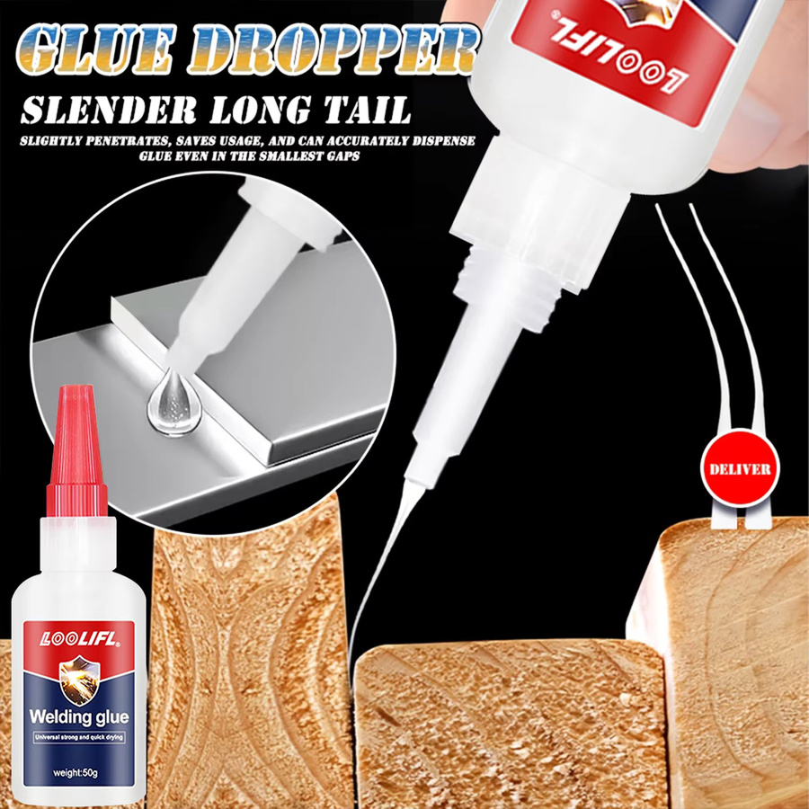 LOOLIFL Superkleber Set 7 Stück, hochfester Cyanacrylat-Flüssigkleber für Leder, Gummi, Holz und Metall, 50 ml pro Einheit - Bild 5