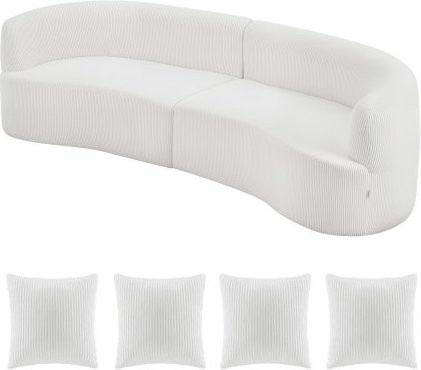 VEVOR gebogenes modulares Sektionssofa in Weiß mit Cord-Bezug und 4 Kissen, modernes Loungesofa mit breiter Sitzfläche und Metallrahmen, Breite: 284 cm - Bild 1