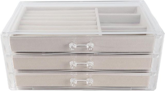 Schmuckorganizer aus Acryl von OutsideWorld in Beige und Transparent mit Schubladen zur Schreibtischaufbewahrung - Bild 1