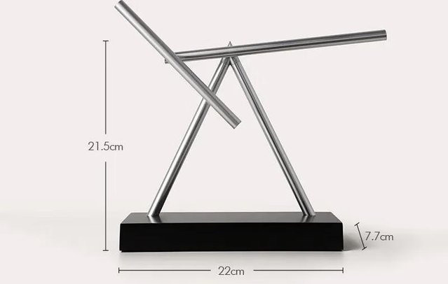 JDST SELECTION Kinetische Kunst Perpetuum Mobile Schreibtischskulptur aus Metall in Silber - Bild 1