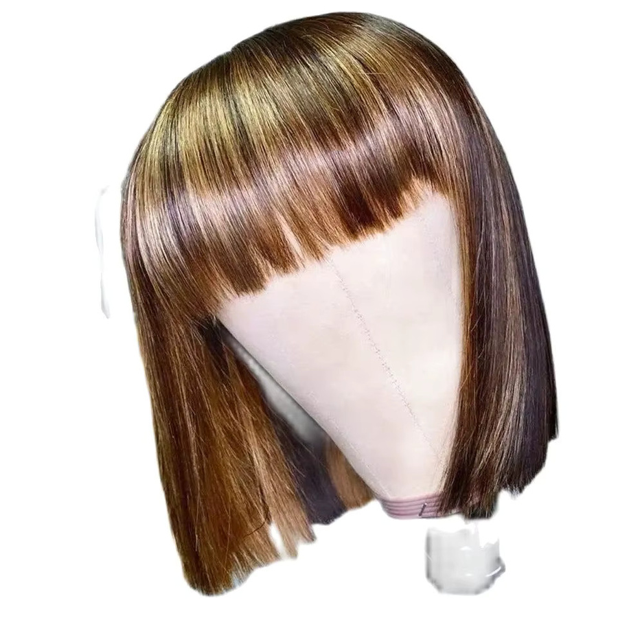 Lolely Dream Bob-Perücke mit Pony, Brasilianisches Echthaar, P4 30, Highlight-Blond, 180 Dichte, Damen - Bild 2