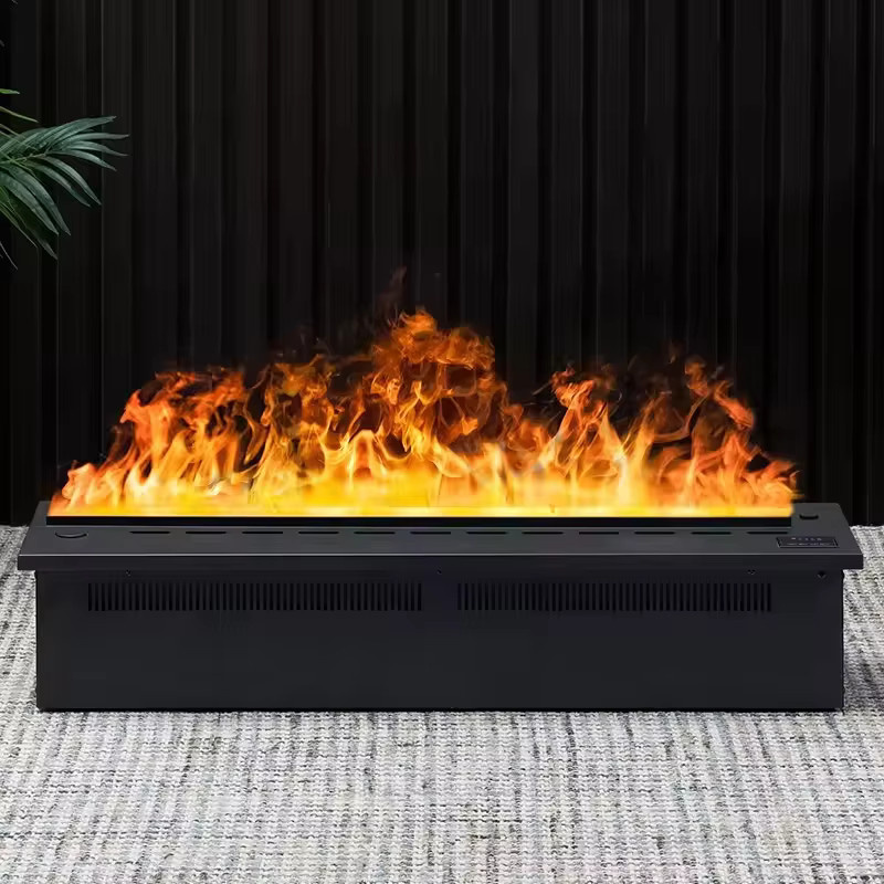AFLYEVER Intelligenter Wasserdampf-Kamin mit 3D-Flammeneffekt in Schwarz aus Edelstahl mit Tuya-App-Steuerung und simuliertem Holzverbrennungsgeräusch - Bild 2