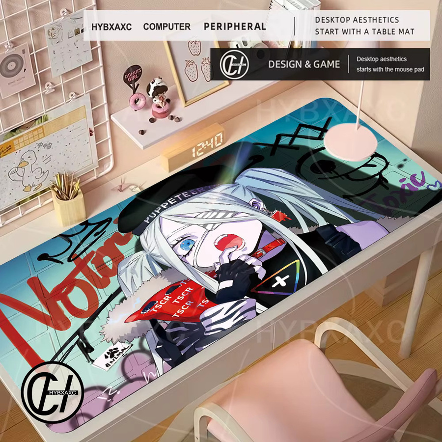 HYBXAXC Gaming Mauspad mit Anime Mädchen Motiv, rutschfeste Deskmat in Multicolour für PC und Laptop - Bild 1