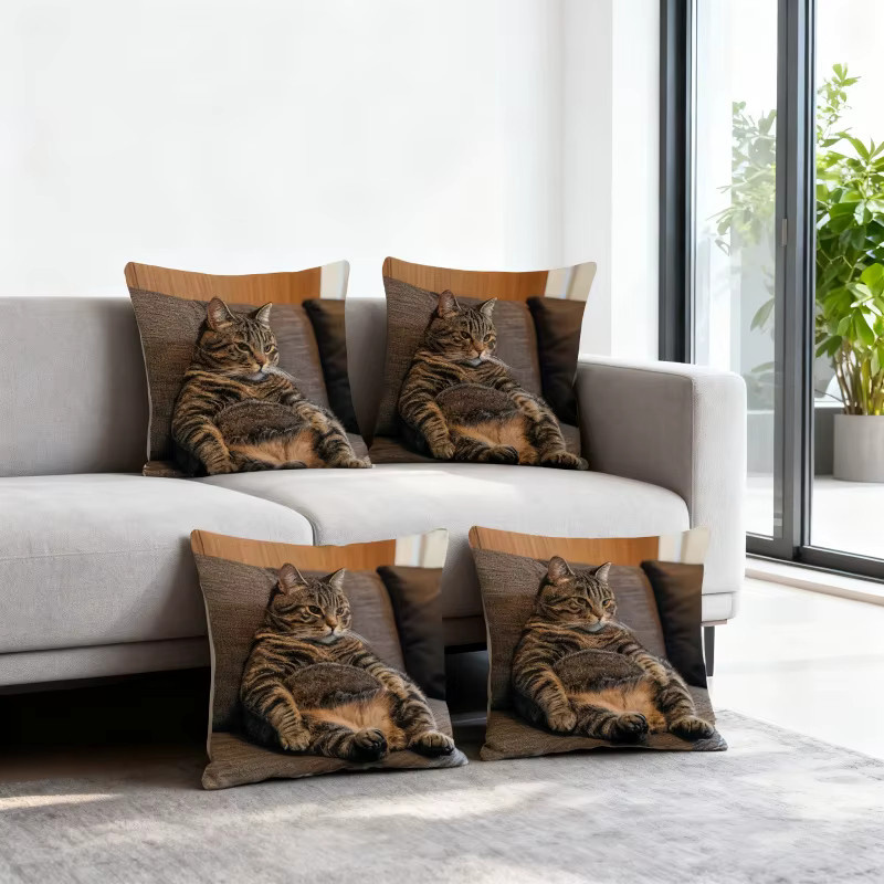 VIKAMA Dekorative Kissenbezüge mit abstraktem Katzendesign in quadratischer Form - Bild 4