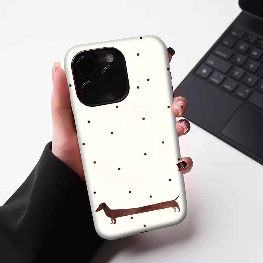 Potdemiel Magnetische Handyhülle Dackel & Punkte für iPhone 17 16 15 14 13 Pro Max Plus Weiß - Bild 5