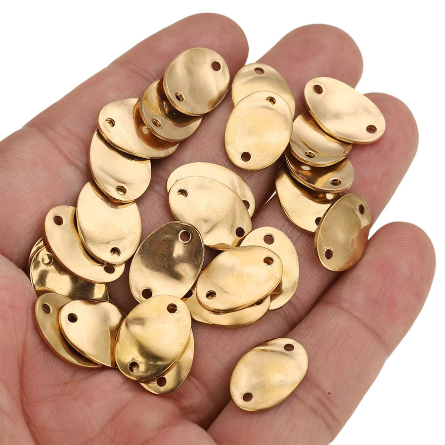 Alisaya Ohrringe Verbinder, Edelstahl, Gold, Oval - Bild 3
