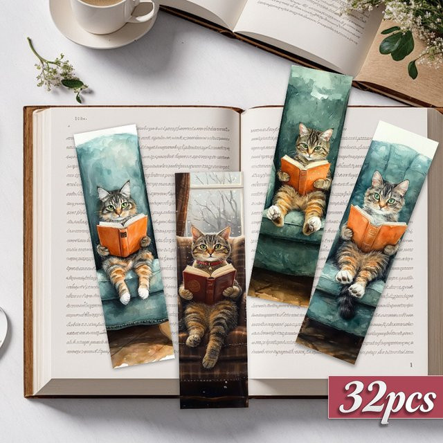 32 Stück Lesezeichen mit Katzenmotiv in Mehrfarbig, kreative künstlerische Designs aus Papier - Bild 1