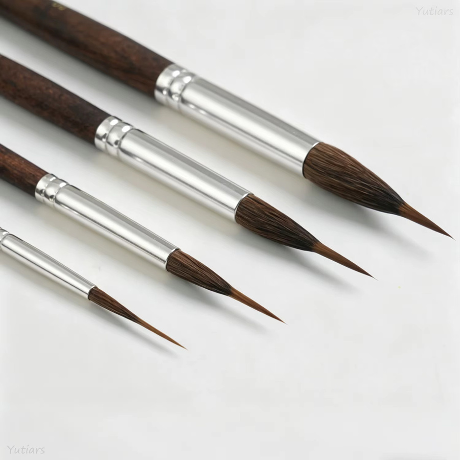 Yutiars 6-teiliges Aquarellpinsel-Set mit synthetischen Borsten und verlängerten Stiftspitzen in Braun - Bild 2