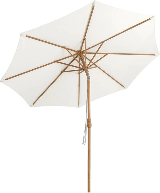Sekey Sonnenschirm in Creme mit Holzoptik, 300 cm Durchmesser, UPF 50+ und knickbarem Mechanismus - Bild 1