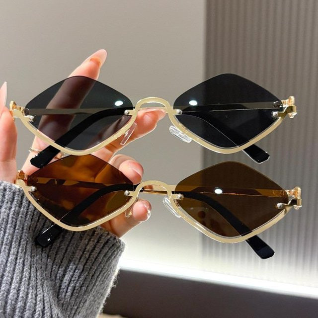 Bai Fen Bai Bai Electronic 3C Brille, Unisex, Metall, randlos, Cat-Eye, grau, mehrfarbig - Bild 1