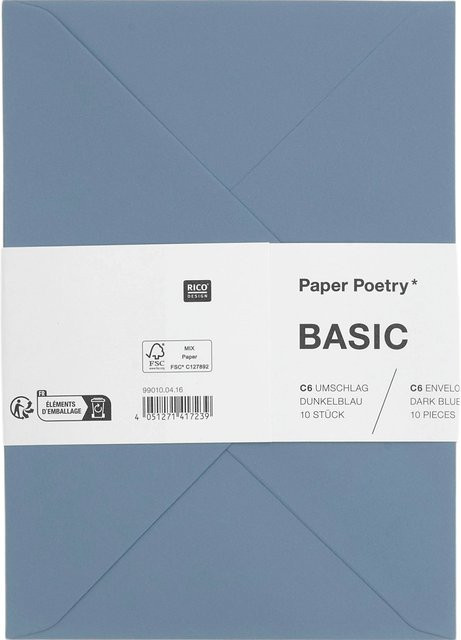 Rico Design Paper Poetry Kuvert Basic C6 Dunkelblau, 10 Stück - Bild 1