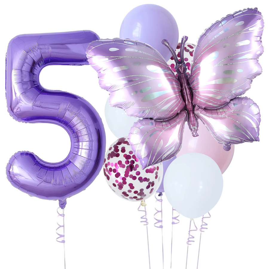 Enanal Set mit 10 lila Schmetterlings-Folienballons, 101,6 cm für Geburtstage und Feiern - Bild 2