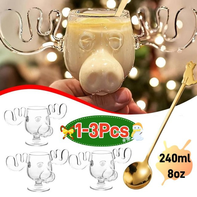 Kreatives Elch-Glas für Weihnachten, transparentes Rentier-Design, 240 ml - Bild 1