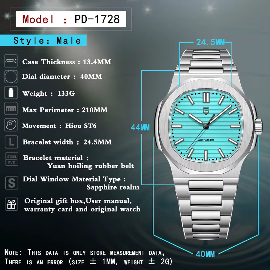 PAGANI DESIGN Armbanduhr Automatik, Edelstahl, Grün, Herren - Bild 6