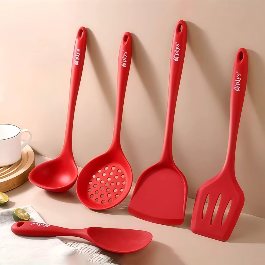 5-teiliges PLYS Kochutensilien-Set aus Silikon in Mehrfarbig mit Pfanne, Spatel und Löffel - Bild 2