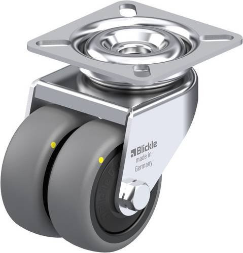 Blickle LDA-TPA 50KF-ELS Doppel-Lenkrolle in Grau und Schwarz, Rad-Durchmesser: 50 mm, Tragfähigkeit: 60 kg - Bild 1