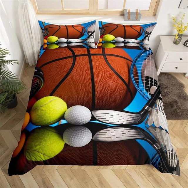 Tennisball Bettwäsche-Set JMG Household Supplies mit Motiv Tennisschläger und Ball, Mehrfarbig, Einzelgröße, B/H: 70 x 133 cm - Bild 1