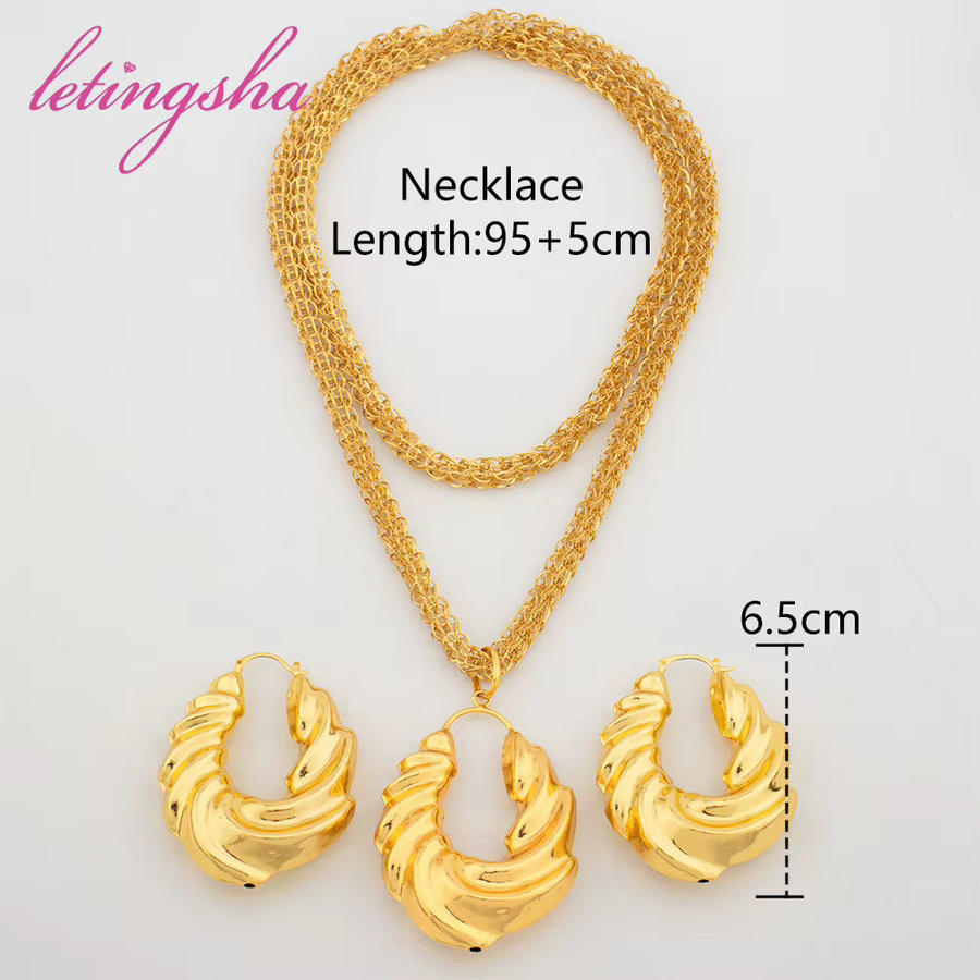 LETINGSHA Schmuck-Set, Ohrringe, Halskette, Gold, Unisex - Bild 3