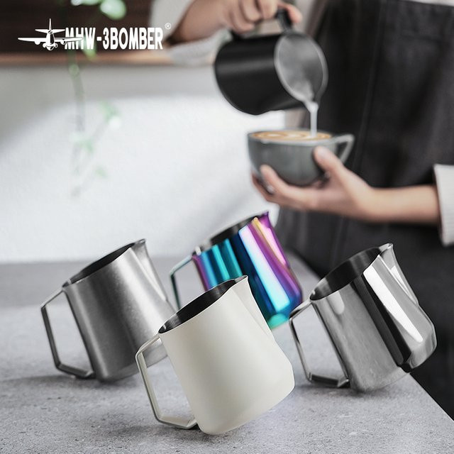 MHW-3BOMBER Milchaufschäumkrug aus Edelstahl in Silber, 600 ml für Latte Art und Kaffee-Zubehör - Bild 1