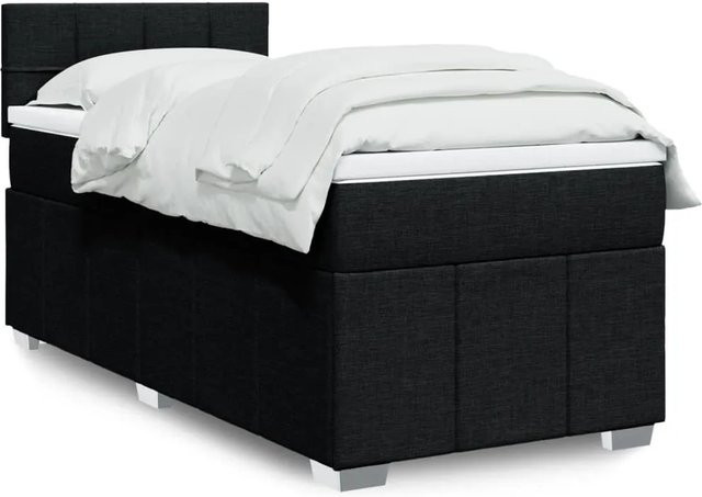 vidaXL Boxspringbett Hybrid mit Matratze Schwarz Stoff B/T/H: 90 x 200 cm - Bild 1