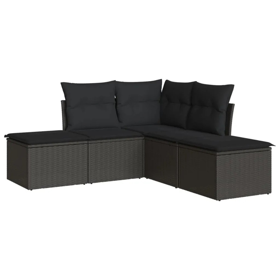 vidaXL 5-tlg Garten-Sofagarnitur aus Poly-Rattan in Schwarz mit UV-beständigen Kissen und Ecksofa im L-Shape Design - Bild 2