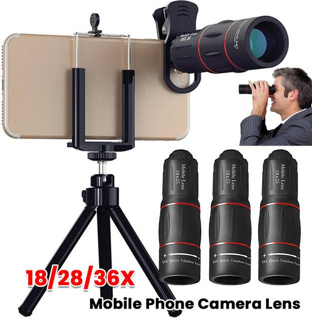 VODOOL Handy-Kameraobjektiv Clip-On Zoom HD Teleskop-Teleobjektiv für Smartphones in Schwarz - Bild 1