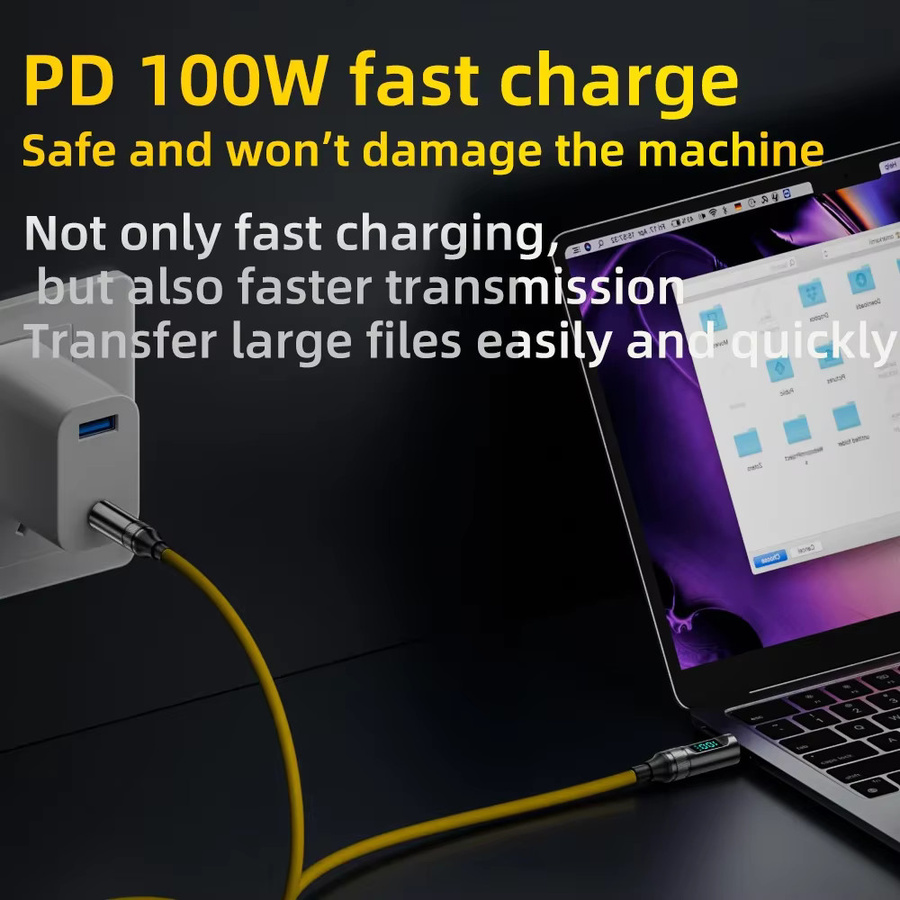 BSN USB-C zu USB-C Thunderbolt 3 Kabel mit LED-Display, 20Gbps, 100W, 5A, Schwarz, Länge: 2 m - Bild 2