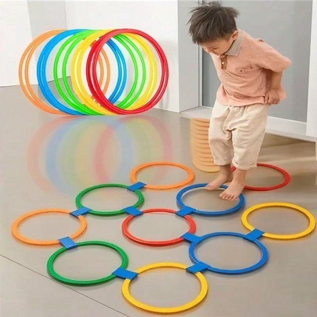Soulbao 10 Stück Verbindbare Gitter-Springringe in Bunt für Kinder Outdoor Sport und Körperliches Training - Bild 1