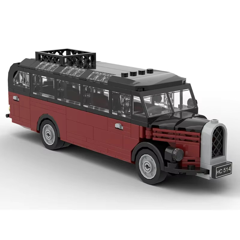 INMOCTOY Vintage Deutsch Bus Auto Modell, Konstruktionsspielzeug, Rot - Bild 3