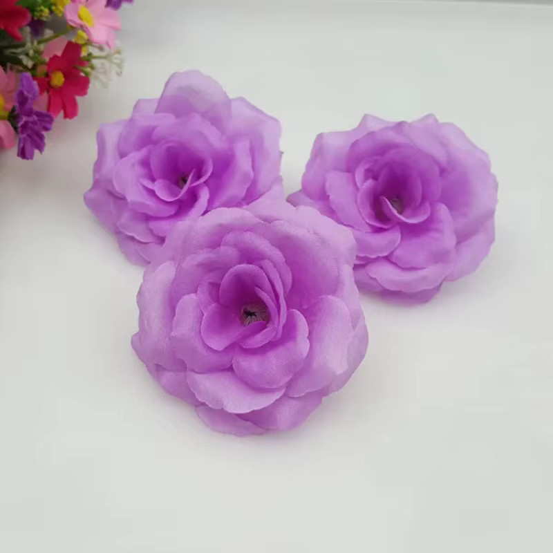10er Set künstliche Rosenblüten aus Seide in Lila und Rot, Durchmesser: 8 cm, ideale Dekoration für Hochzeit, Party und Heimdeko - Bild 1