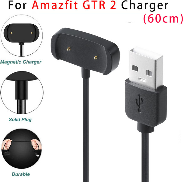 Amazfit USB-Ladekabel für GTR 2, GTR 2e, GTS 2e und GTS 2 Mini, Schwarz, Kabellänge: 60 cm - Bild 1