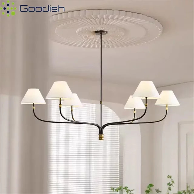 Moderne LED-Pendelleuchte mit Stoffbezug und Bemalung in Weiß oder Schwarz für dein Wohnzimmer - Bild 1