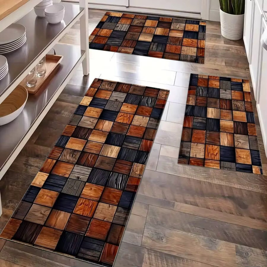 VIKAMA Flanell-Fußmatten mit Längsstreifen, ölabsorbierend und leicht zu reinigen, ideal für Küche oder Badezimmer - Bild 2