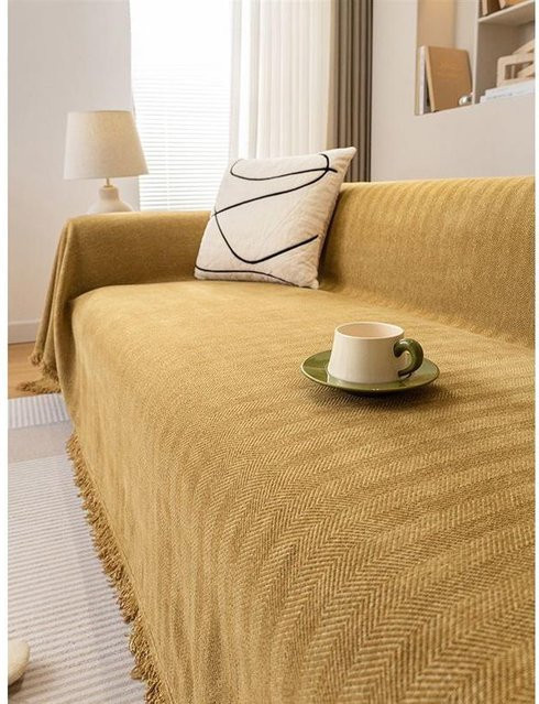 Super Six Sofa-Abdeckung mit Fischgrätenmuster in Beige, B/B: 180 x 130 cm - Bild 1