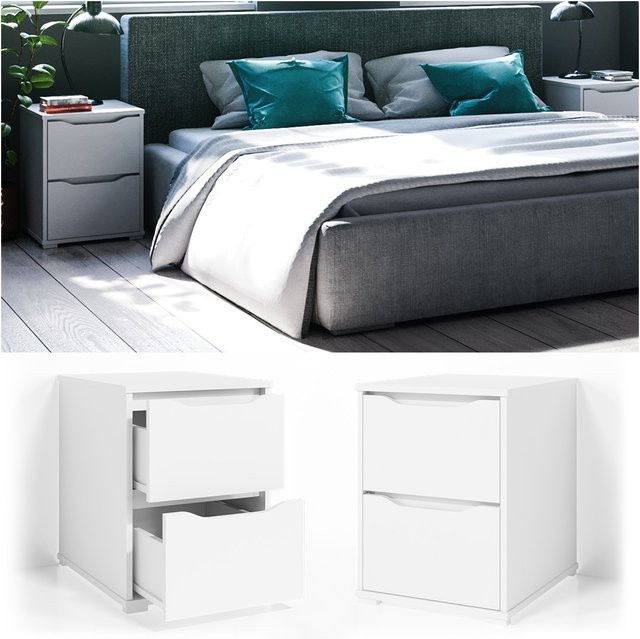 VICCO Nachtschrank RUBEN Nachttisch in Weiß mit Schublade und Ablage für das Schlafzimmer - Bild 1