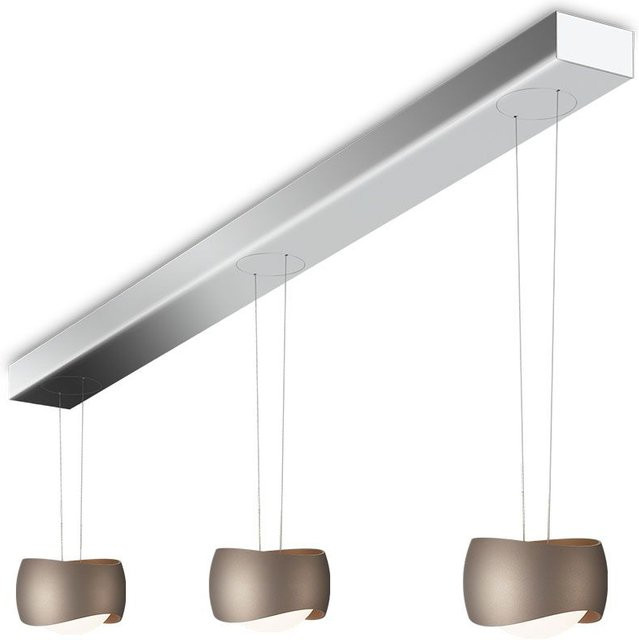 Oligo Curved Slack-Line LED-Pendelleuchte 3-flammig in Brazilian Brown und Chrom mit Tunable White (2200K - 5000K) und Casambi-Steuerung - Bild 1