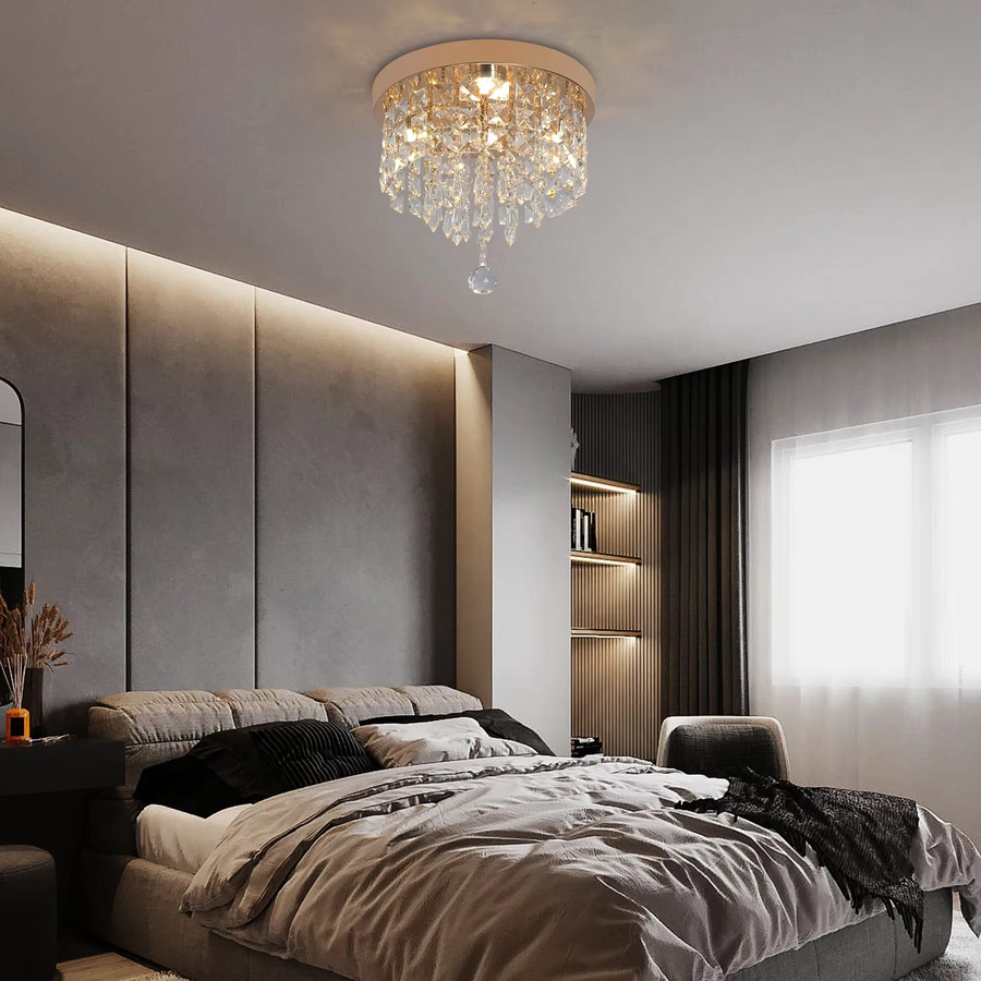 VETRULUS Moderne LED-Deckenleuchte aus Kristall und Metall in Gold/Messing für Wohnzimmer, Schlafzimmer und Esszimmer - Bild 2