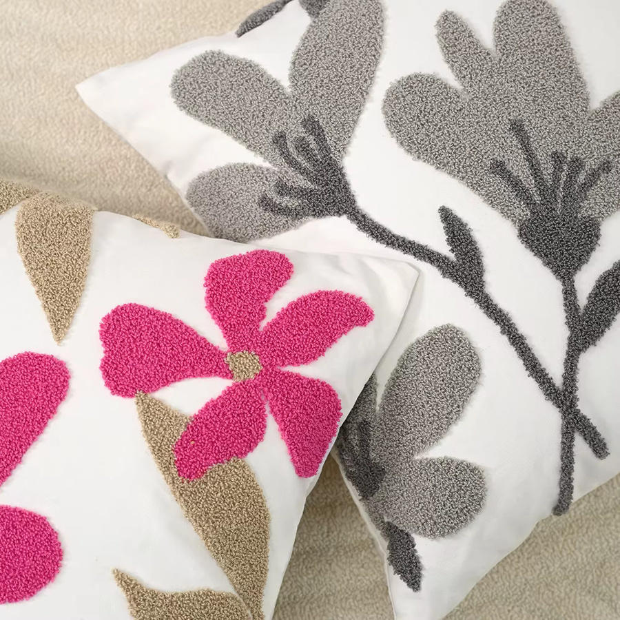 BUYNOW Bestickter Kissenbezug mit floralem Blumenmuster aus Polyester, Grau/Mehrfarbig, B/H: 45 x 45 cm - Bild 2