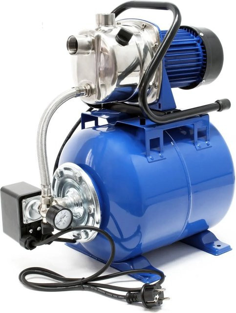 Wiltec Gartenpumpe Hauswasserwerk mit 19L Membrankessel in Blau Glänzend - Bild 1