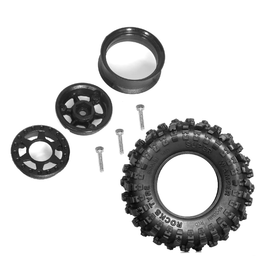 RS Beadlock-Räder und Reifen, Kunststoff, 4-teiliges Set, 1/18, 1/24 - Bild 3